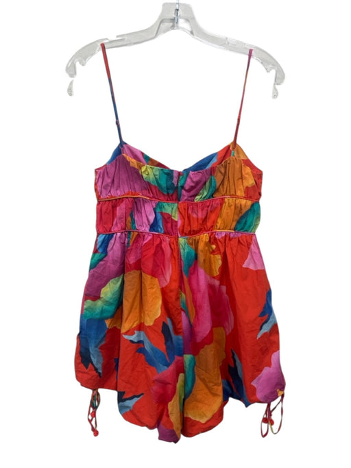 Farm Rio Size S Red & Multi Cotton Abstract Print Spaghetti Strap Romper Red & Multi / S