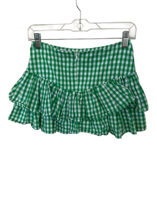 Cake for Dinner Size S Green & White 100% Cotton Gingham Ruffle 1/2 Sleeve Skort Green & White / S