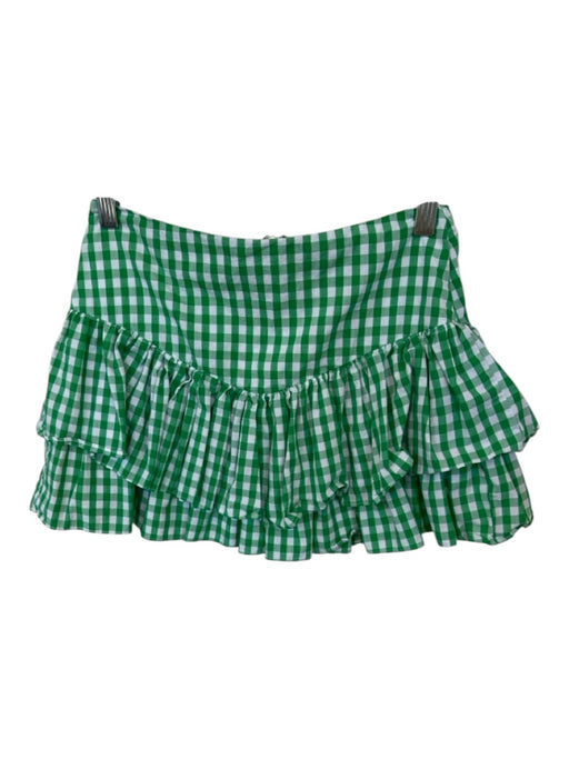 Cake for Dinner Size S Green & White 100% Cotton Gingham Ruffle 1/2 Sleeve Skort Green & White / S