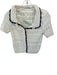 Maeve Size S Cream & Navy Cotton Blend Crochet Button Up Collar short sleeve Top Cream & Navy / S