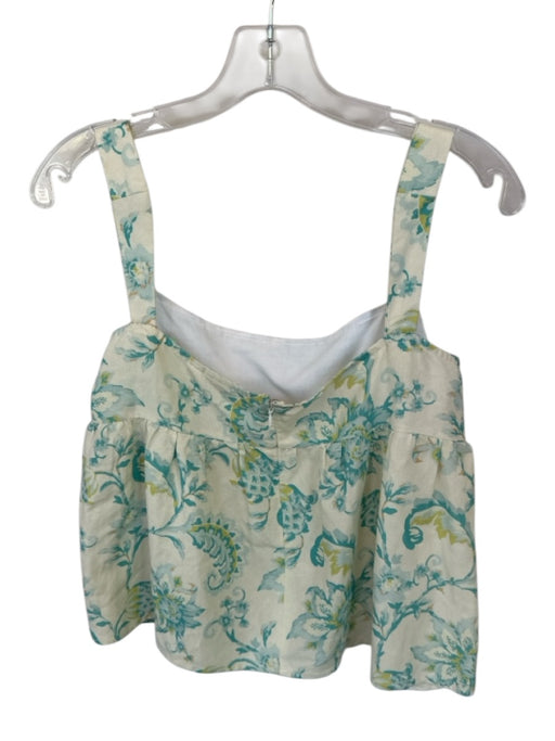 Rhythm. Size L Cream & Aqua Rayon Blend Floral babydoll Back Zipper Top Cream & Aqua / L