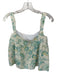 Rhythm. Size L Cream & Aqua Rayon Blend Floral babydoll Back Zipper Top Cream & Aqua / L