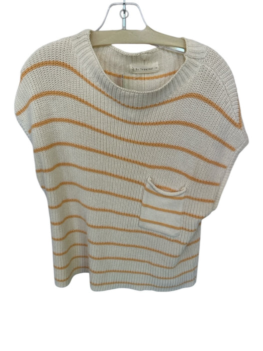 by Together Size S Cream & Orange 100% Cotton Sleeveless Knit Front Pocket Top Cream & Orange / S