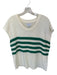 Evereve Size XL Cream & Green 100% Cotton Sleeveless Striped Knit Top Cream & Green / XL