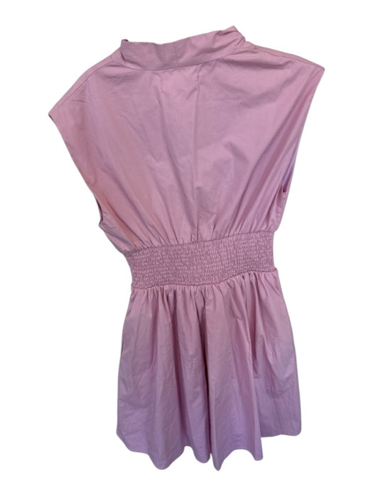 Pants Store Size S Pink Cotton Smocked V Neck Pockets Zipper Dress Pink / S