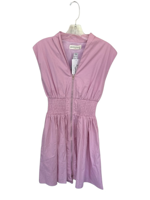 Pants Store Size S Pink Cotton Smocked V Neck Pockets Zipper Dress Pink / S