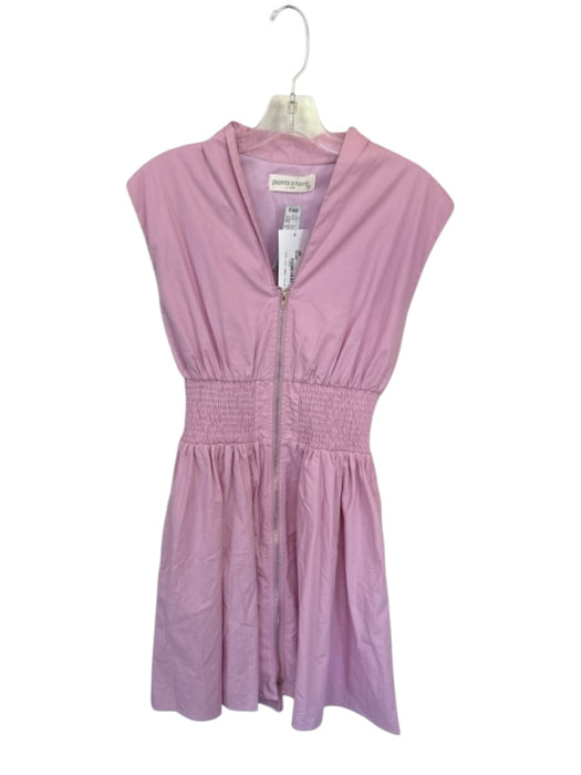 Pants Store Size S Pink Cotton Smocked V Neck Pockets Zipper Dress Pink / S