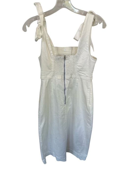 Miou Muse Size M White Cotton Blend Button Up Back Zipper Pocket Maxi Dress White / M