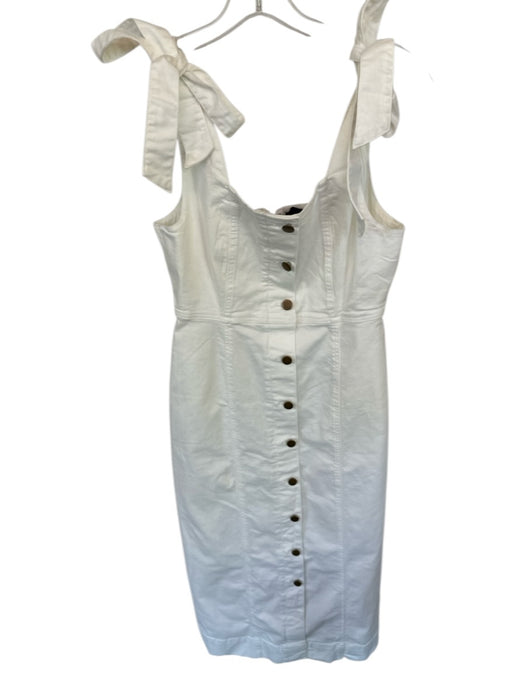 Miou Muse Size M White Cotton Blend Button Up Back Zipper Pocket Maxi Dress White / M