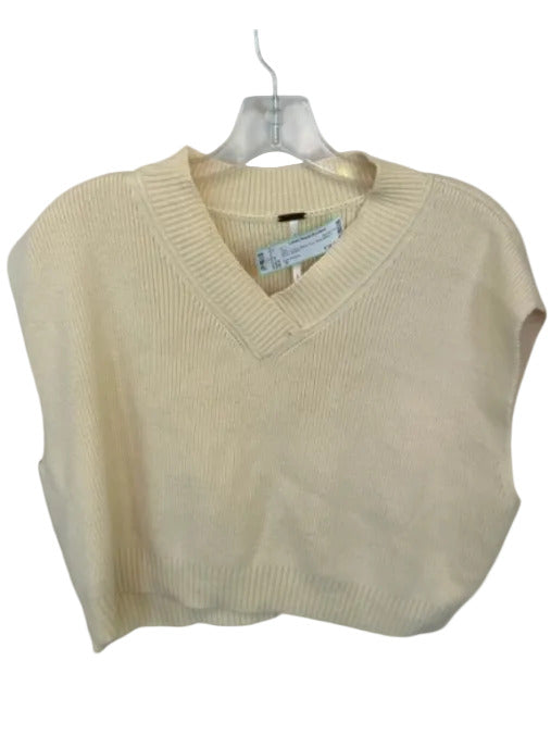 Free People Size S Sand Cotton Blend Knit Sleeveless V Neck Top Sand / S