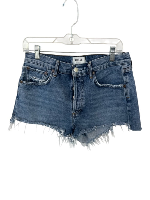 Agolde Size 28 Med Dark Wash 100% Cotton Cut off Raw Hem Button Fly Shorts Med Dark Wash / 28