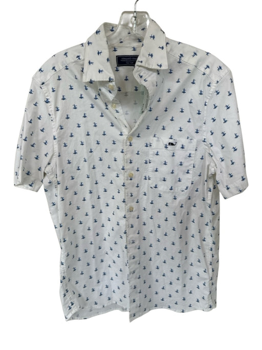 Vineyard vines Size S White & Navy Cotton Sailboats Button Down Men's Shirt White & Navy / S