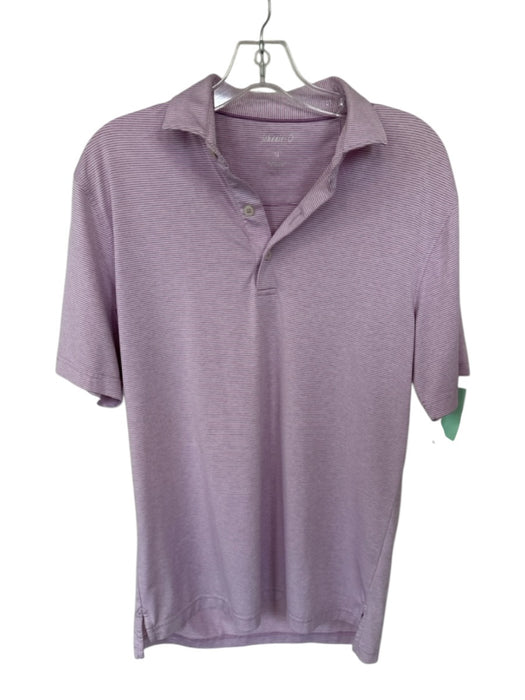 Johnnie-O Size S Purple & White Polyester Striped Golf Men's Polo Purple & White / S