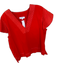 THML Size XL Red Polyester Blend stiching V Neck Hem Application Top Red / XL