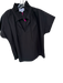 Never a Wallflower Size Large Black Cotton Ruffle Collar V Neck Top Black / Large