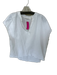 THML Size Large White Cotton Cap Sleeve V Neck Raw Hem Top White / Large