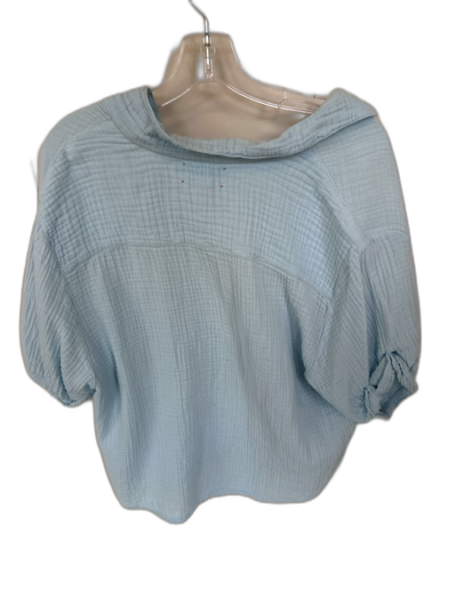 XiRENA Size XL Baby Blue Cotton Collar 3/4 Balloon Sleeve V Neck Top Baby Blue / XL