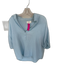 XiRENA Size XL Baby Blue Cotton Collar 3/4 Balloon Sleeve V Neck Top Baby Blue / XL