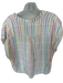 THML Size Large Cream & Multi Cotton V Neck Striped Cap Sleeve Rainbow Top Cream & Multi / Large