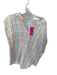 THML Size Large Cream & Multi Cotton V Neck Striped Cap Sleeve Rainbow Top Cream & Multi / Large