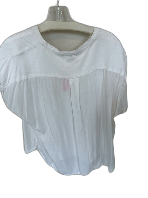 Faherty Size XL White Rayon Half Button Short Sleeve Mother of Pearl Top White / XL