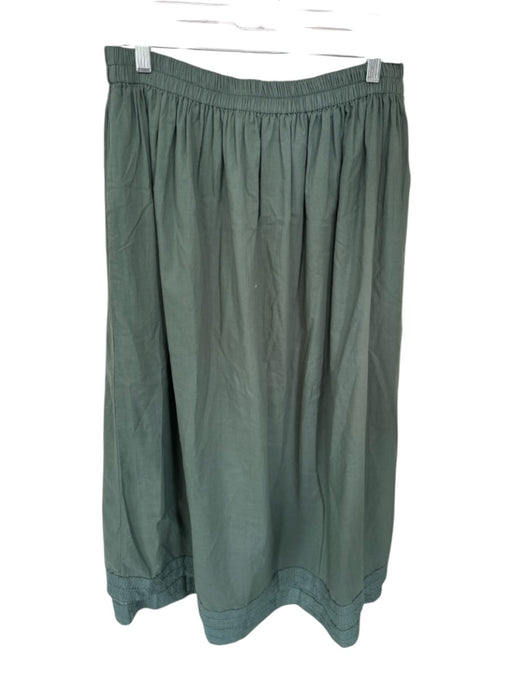 Mirth Size L Olive Green Cotton Elastic Waist Maxi Skirt Olive Green / L
