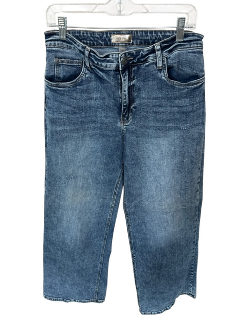 Kut From The Kloth Size 12 Dark Wash Cotton Blend High Waist Wide Leg Jeans Dark Wash / 12