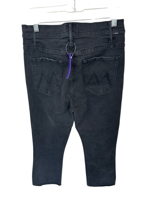 Mother Size 31 Black Cotton Blend High Waist Bootcut Raw Hem Jeans Black / 31