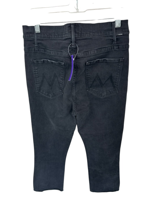 Mother Size 31 Black Cotton Blend High Waist Bootcut Raw Hem Jeans Black / 31