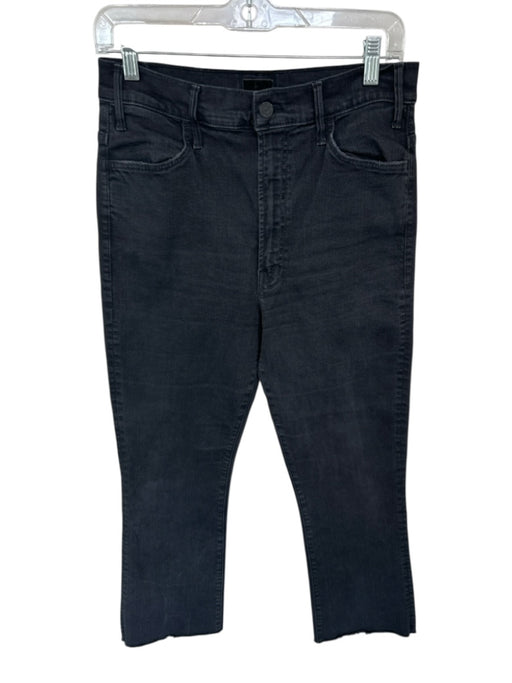 Mother Size 31 Black Cotton Blend High Waist Bootcut Raw Hem Jeans Black / 31