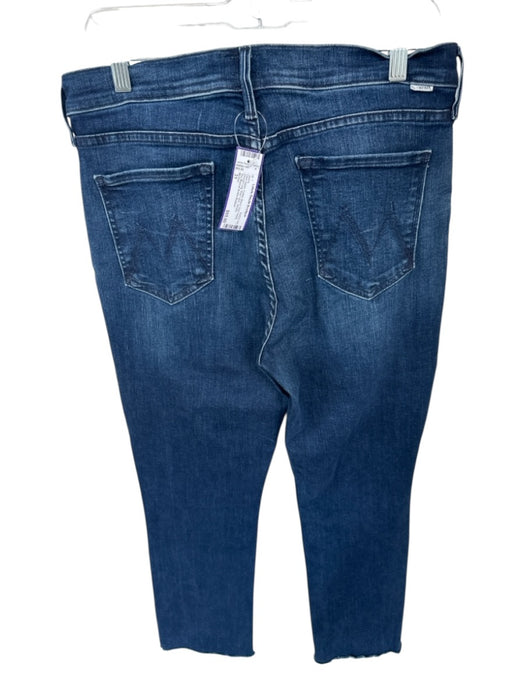 Mother Size 31 Dark Wash Cotton Blend High Waist Straight Leg Raw Hem Jeans Dark Wash / 31