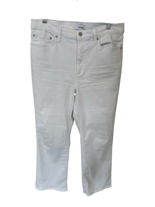 Pistola Size 31 White Cotton Blend High Waist Wide Leg Jeans White / 31