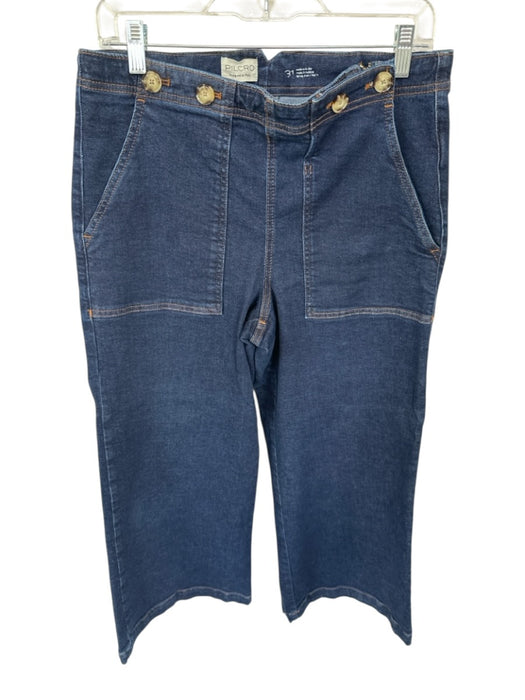 Pilcro Size 31 Dark Wash Cotton Blend Side Zip High Waist Wide Leg Jeans Dark Wash / 31