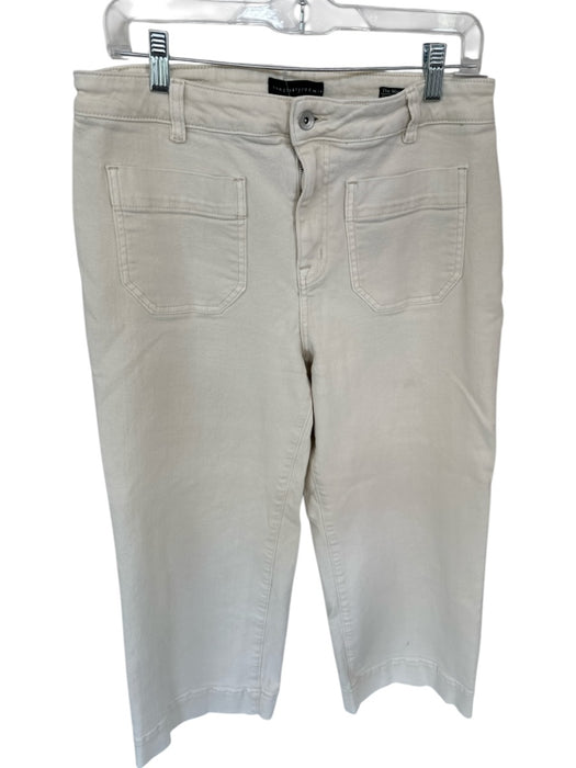 Sanctuary Size 31 Cream Cotton Blend High Waist Wide Leg Jeans Cream / 31