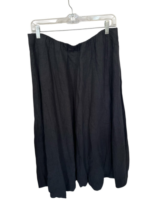 Velvet Size L Black Linen Elastic Waist Bubble Hem Maxi Skirt Black / L