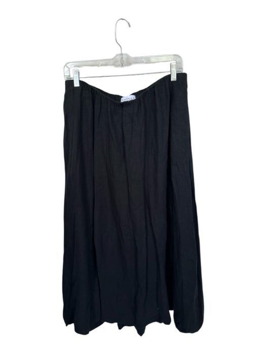 Velvet Size L Black Linen Elastic Waist Bubble Hem Maxi Skirt Black / L
