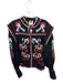 Farm Rio Size L Black & Red Cotton Long Balloon Sleeve Embroidered Flowers Top Black & Red / L