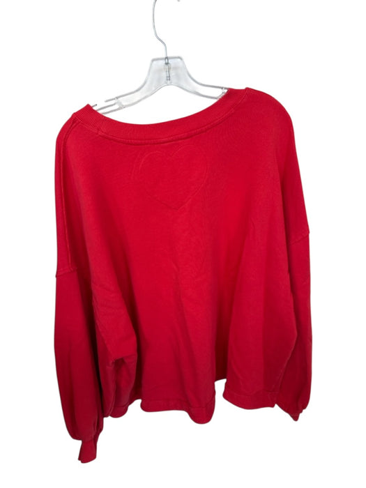 Free People Size L Red Cotton Long Balloon Sleeve hi lo Sweatshirt Red / L