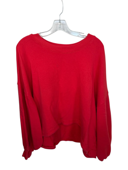 Free People Size L Red Cotton Long Balloon Sleeve hi lo Sweatshirt Red / L