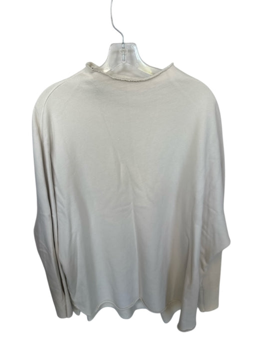 Frank & Eileen Size L Ivory Cotton Mock Neck Long Sleeve Raw Edge Sweatshirt Ivory / L