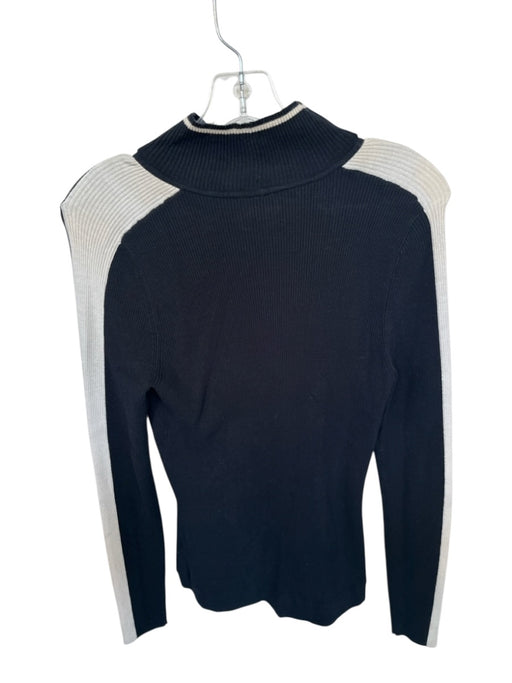 ANR+ Size L Black & Bone Rayon Blend Turtle Neck Side Stripe Ribbed Sweater Black & Bone / L