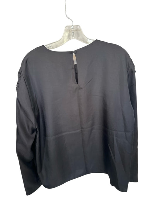 Tibi Size 10 Black Polyester Long Sleeve rouched detail Top Black / 10