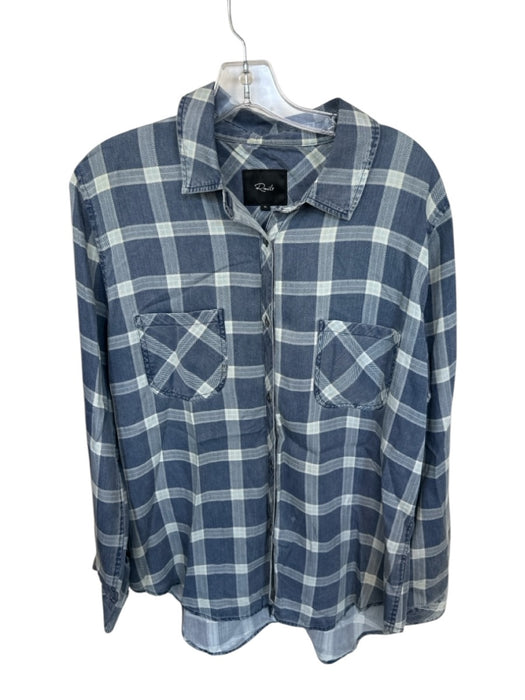 Rails Size XL Navy & Cream Lycocell Long Sleeve Plaid Button Down Top Navy & Cream / XL