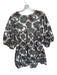 Mirth Size L Brown & Green Cotton Long Balloon Sleeve Flowers V Neck Dress Brown & Green / L