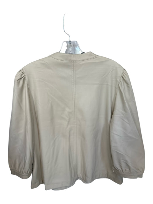 Evereve Size XL Cream Vegan Leather Long Balloon Sleeve V Neck Top Cream / XL