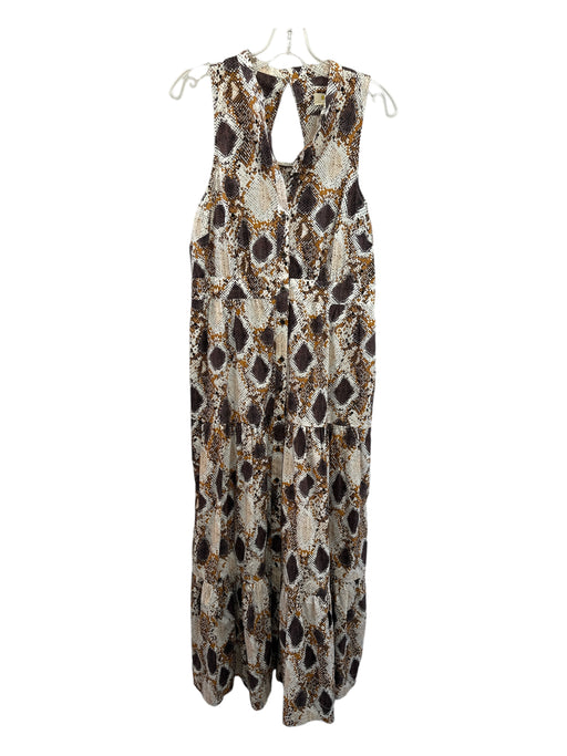 Maeve Size 12 White, Brown & Yellow Synthetic Sleeveless Snake Print Maxi Dress White, Brown & Yellow / 12