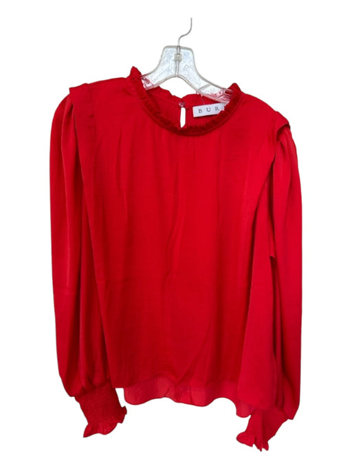 Buru Size L/XL Red Polyester Long Sleeve Ruffle Collar Top Red / L/XL