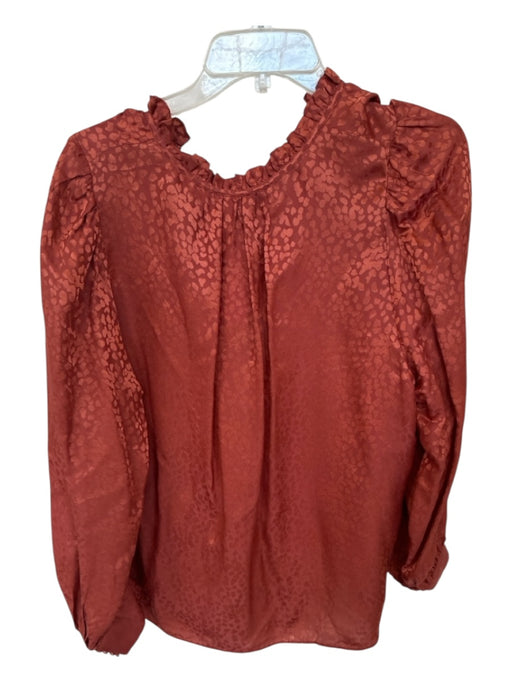 Caballero Size L Rust Viscose & Silk Long Sleeve Animal Print Top Rust / L