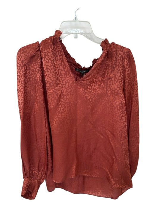 Caballero Size L Rust Viscose & Silk Long Sleeve Animal Print Top Rust / L