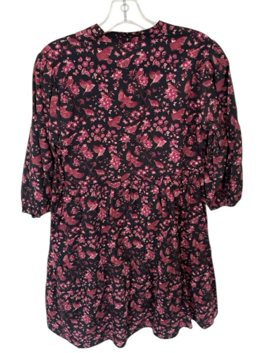 Victoria Dunn Size M Black & Purple Cotton Long Sleeve Button Down Mini Dress Black & Purple / M